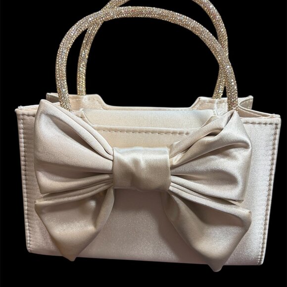 CHAMPAGNE SATIN EVENING BAG NWT - Picture 2 of 5